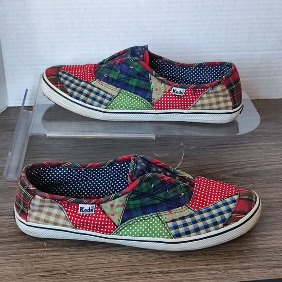 Keds Patchwork Slip On Canvas Shoes Sz 6.5 Multi-colour Casual No Lace Needed - Picture 2 of 13